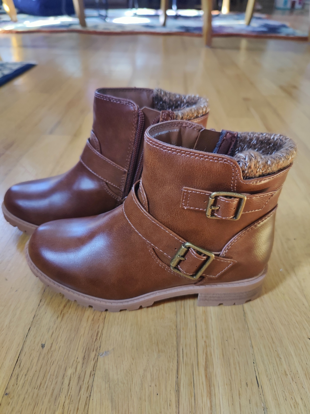 Kids Brown Faux-Leather Winter Boots- Wonder Nation- Size 13 Kids